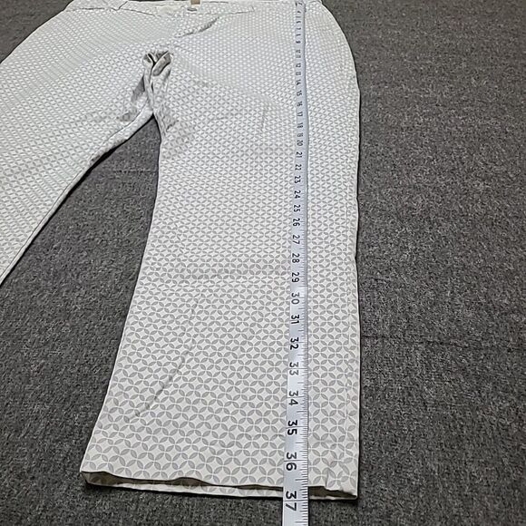 Khaki By Gap Womens Chino Pants 16 Slim City Geometric Blue & White Flat Front - Picture 2 of 12